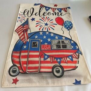 Patriotic Welcome Garden Flag with Camper Design